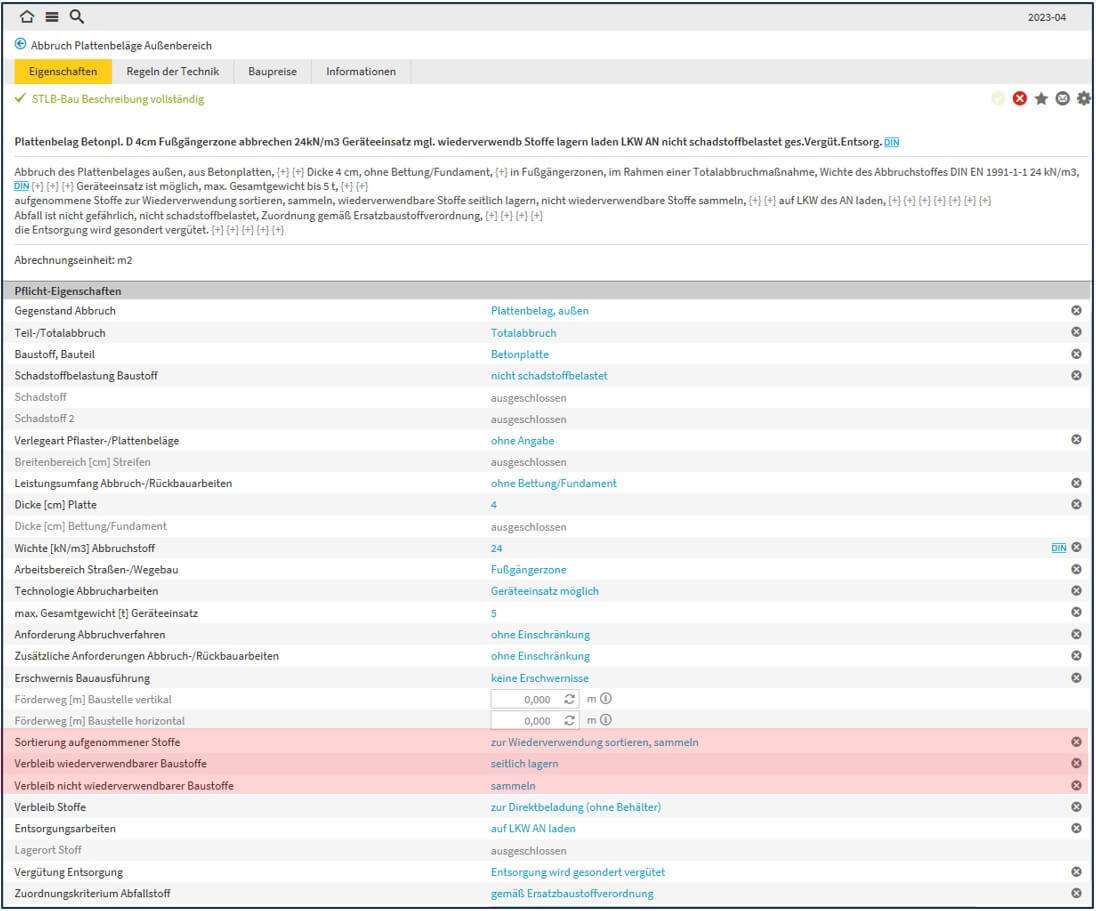 Screenshot STLB-Bau Screenshot STLB-Bau - Abbruch Plattenbeläge Außenbereich